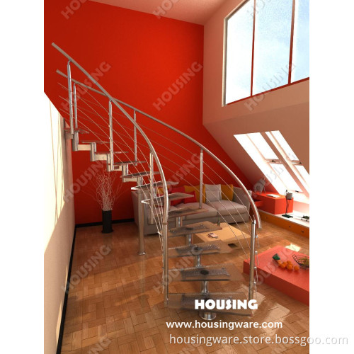 Modern Staircase, Curved Staircase with Tempered Glass Tread (HS-C02)